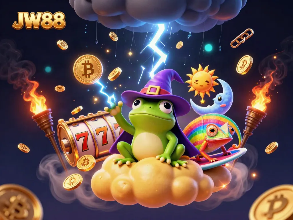 Spin and win with JW88 in a vibrant, action-packed casino scene filled with golden slot elements.