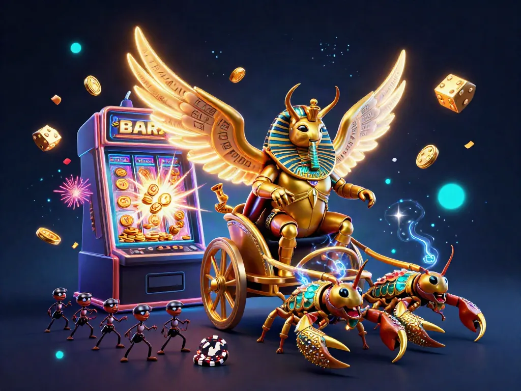 Engage in exciting casino gaming with ĐĂNG KÝ AU88 + 88K, featuring a golden scarab, jackpot slot machine, and vibrant casino elements.