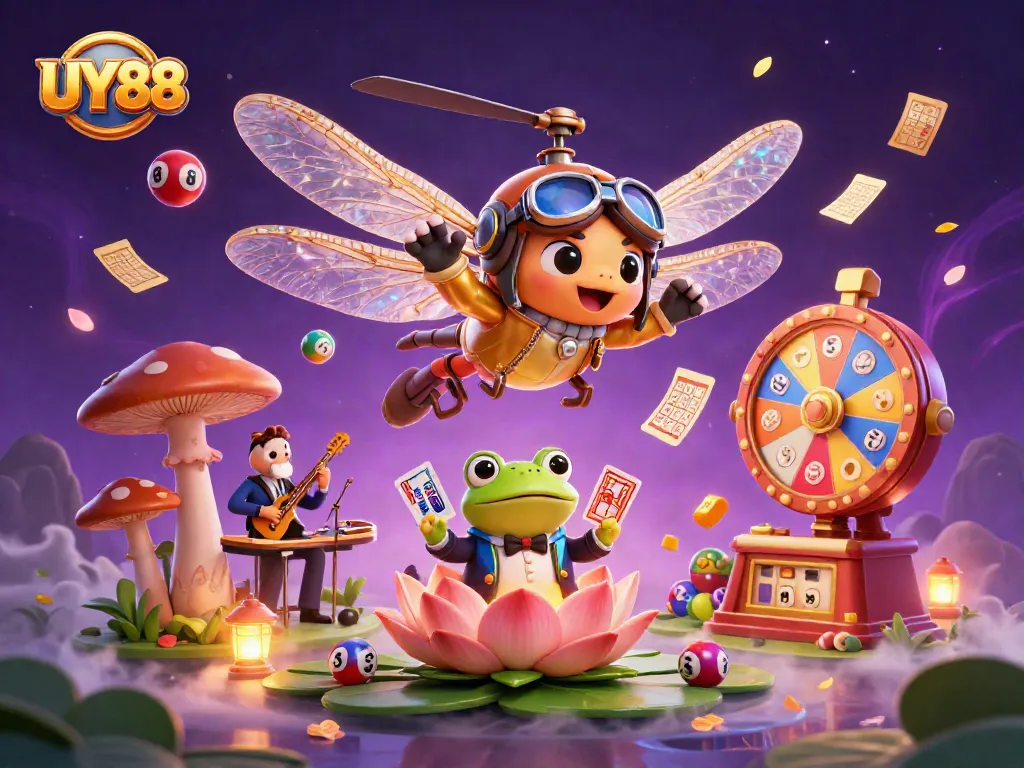 Experience UY88 with a vibrant, lively casino scene featuring unique characters and dynamic gaming elements.