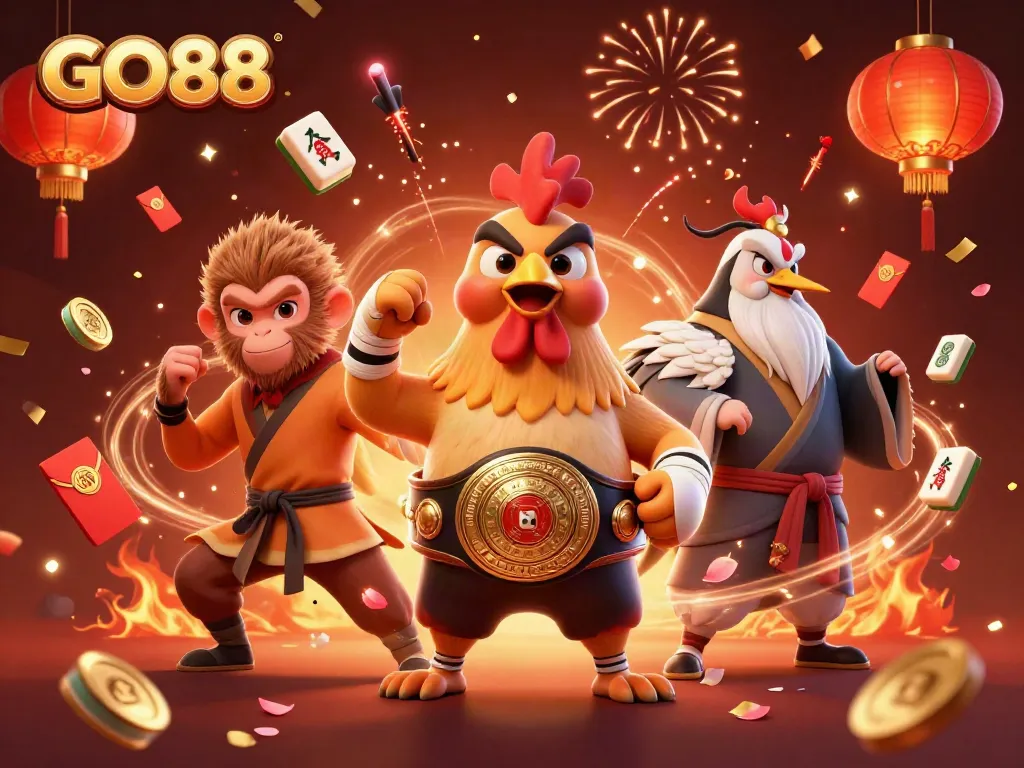 Join the excitement at GO88 casino with a vibrant 3D celebration featuring dynamic characters and festive elements.