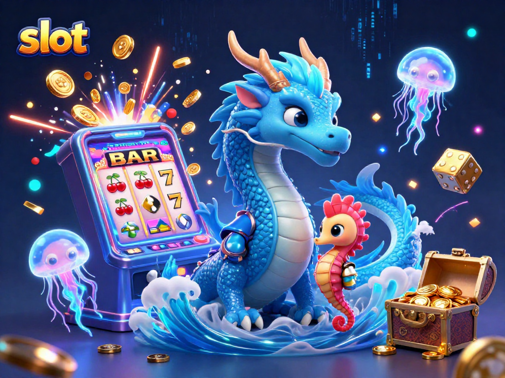 Experience a thrilling jackpot explosion with slot symbols and underwater elements.