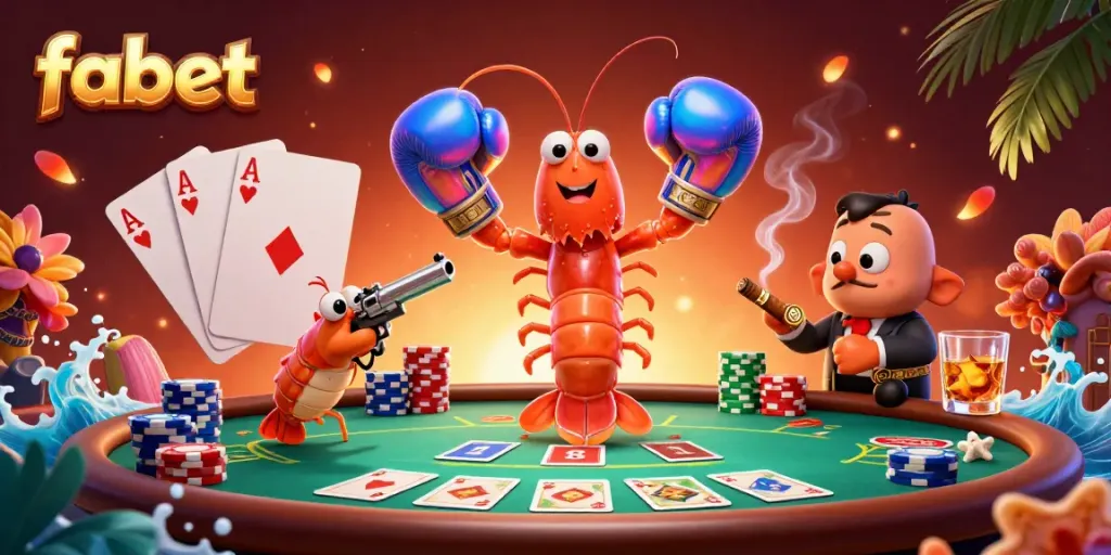 Engage with fabet's casino world featuring vibrant 3D characters and dynamic poker action.