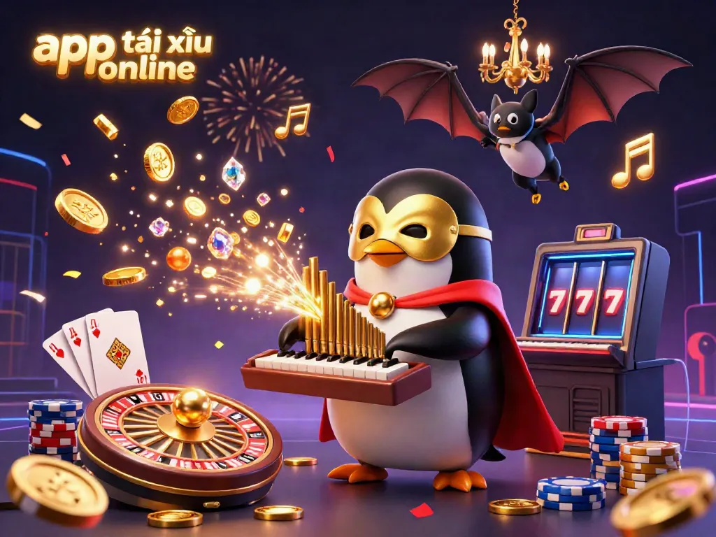Win big with the vibrant scene of app tài xỉu online featuring golden coins and colorful poker chips.