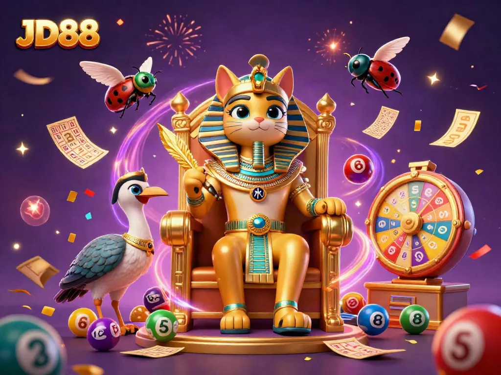 Experience the thrilling atmosphere of JD88 with vibrant casino games and a captivating Egyptian theme.