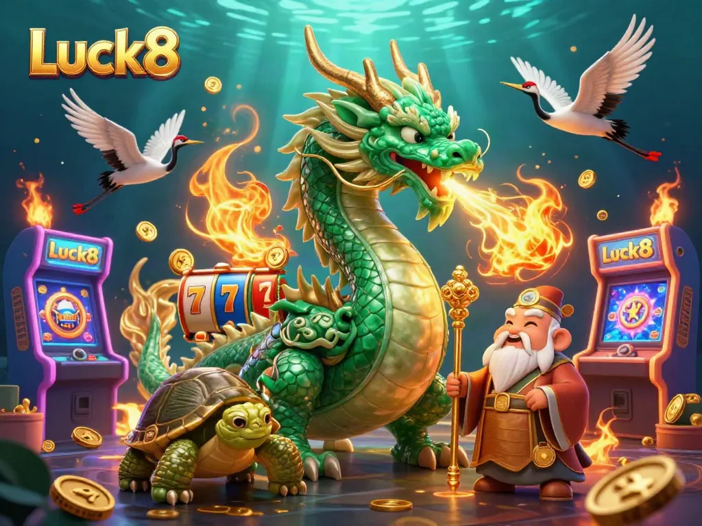 Experience thrilling casino gameplay with Luck8's vibrant characters and elements in 3D.