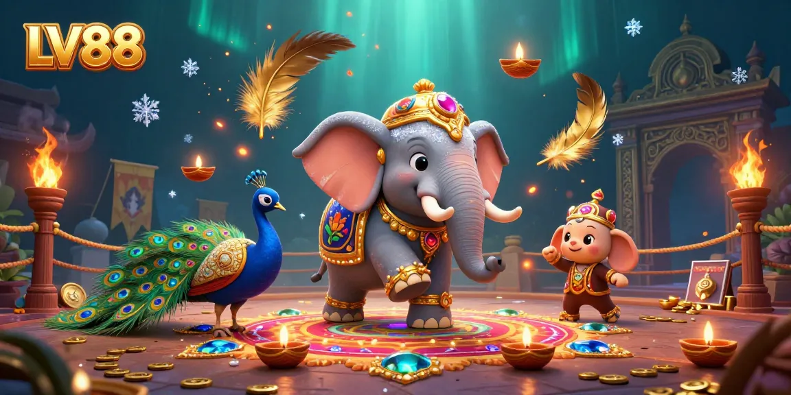 Engage with LV88's thrilling gaming experience through an enchanting 3D casino scene featuring vibrant characters and elements.