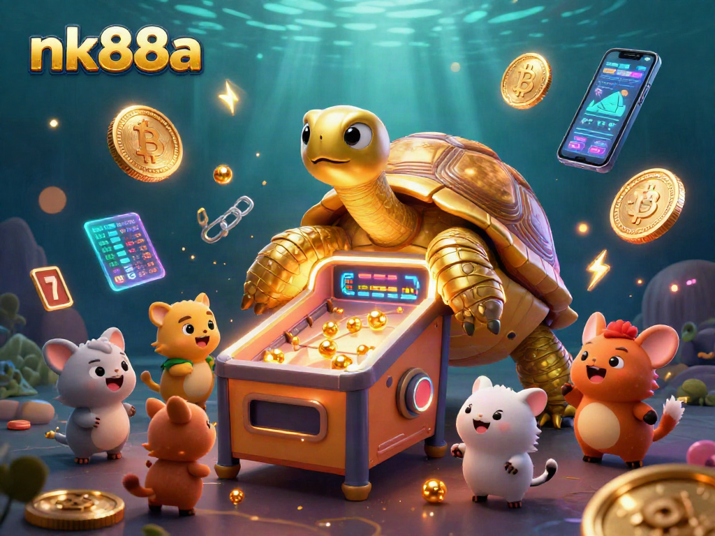 Spin to win big with the nk88a pinball-themed casino illustration showcasing vibrant slot machines.