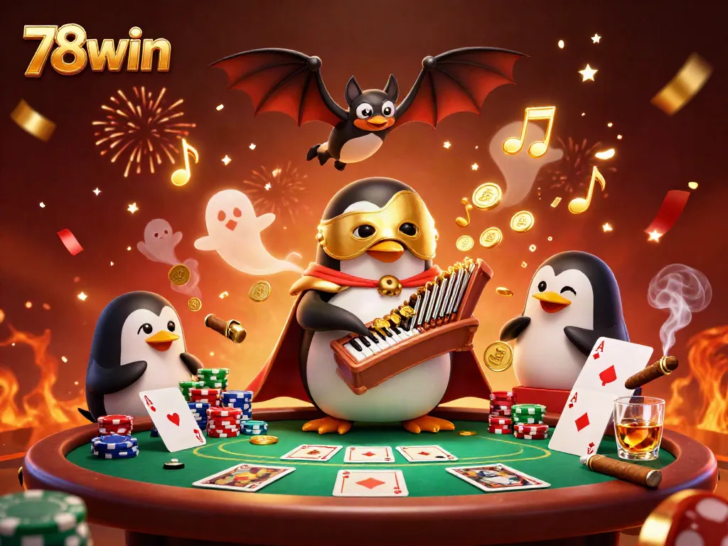 Experience fun at 78win with a lively illustration of gambling action and winning moments!