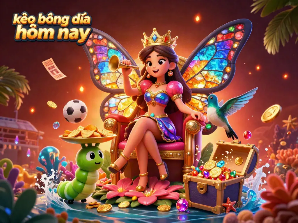Place bets on kèo bóng đá hôm nay through a vibrant 3D illustration depicting sports excitement.