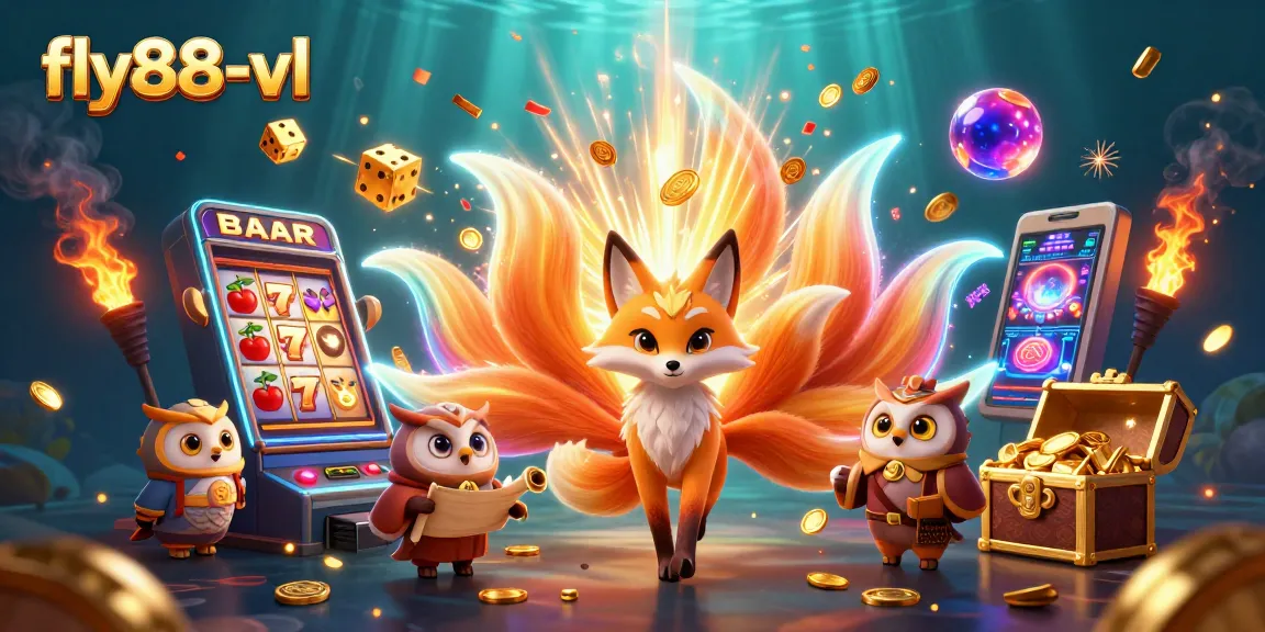 Experience thrilling wins with fly88-vl in a vibrant casino adventure featuring a nine-tailed fox and jackpot excitement.