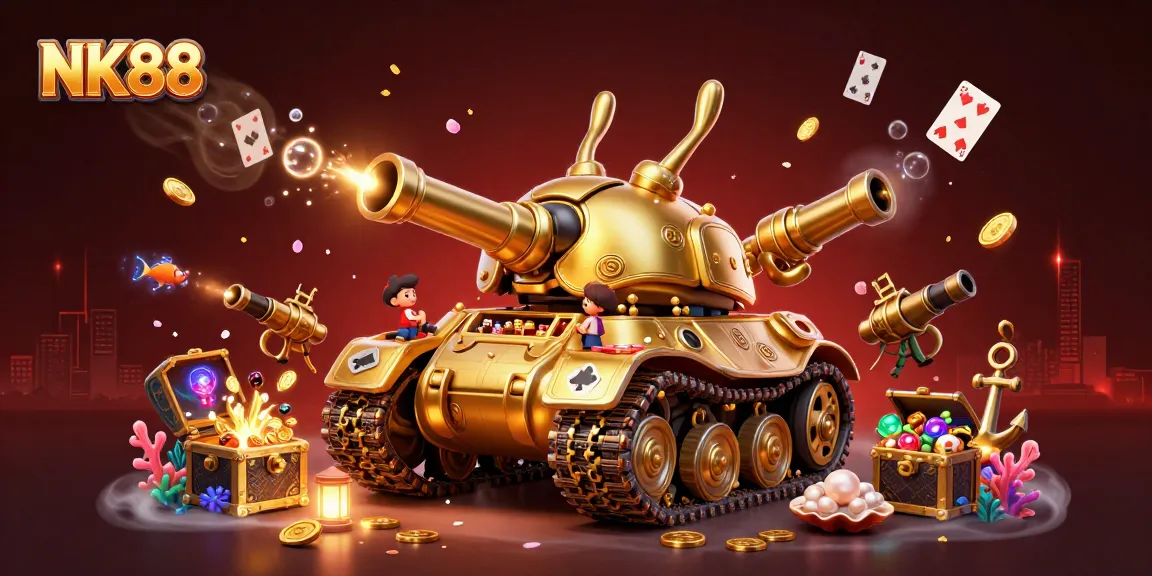 Experience excitement with NK88's vibrant casino adventure illustrated in rich colors and engaging details.