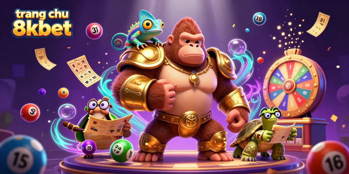 Vibrant, engaging scene illustrating the exciting world of trang chu 8xbet with colorful lottery elements and dynamic characters.