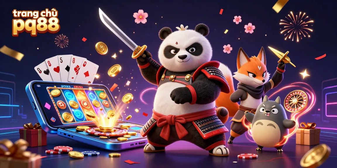 Experience exciting online gaming action at trang chủ pq88 with vibrant 3D characters and dynamic casino elements.