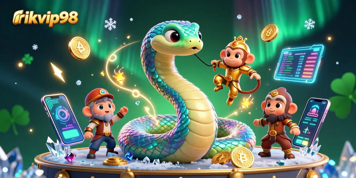 Play and win at rikvip98 while enjoying vibrant casino games in a lively 3D illustration.