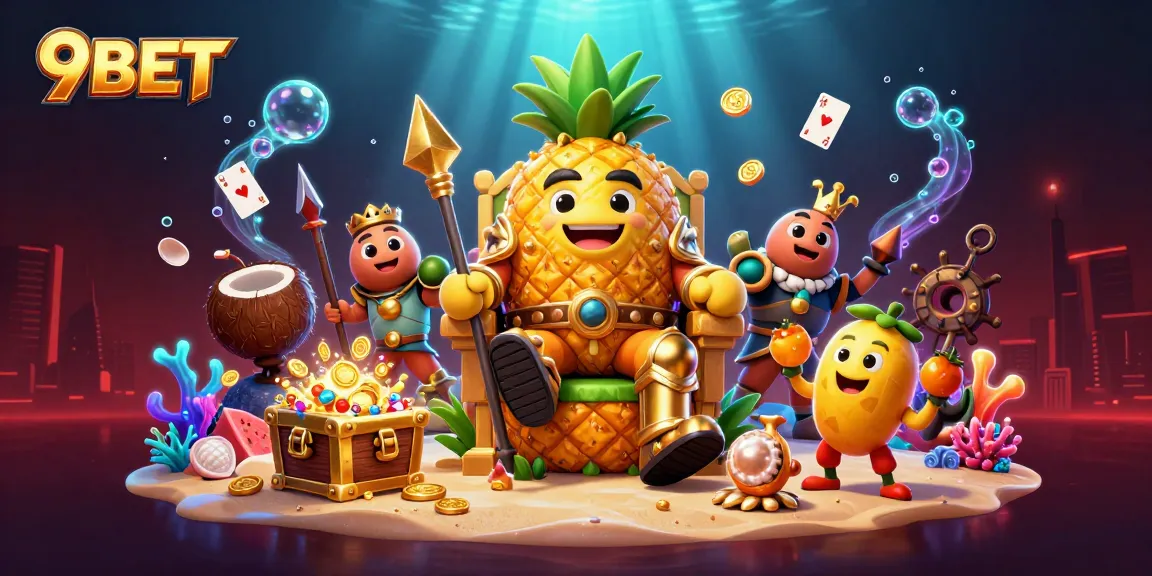 Experience the thrill of online gambling with engaging 9BET characters in a vibrant, dynamic casino scene.