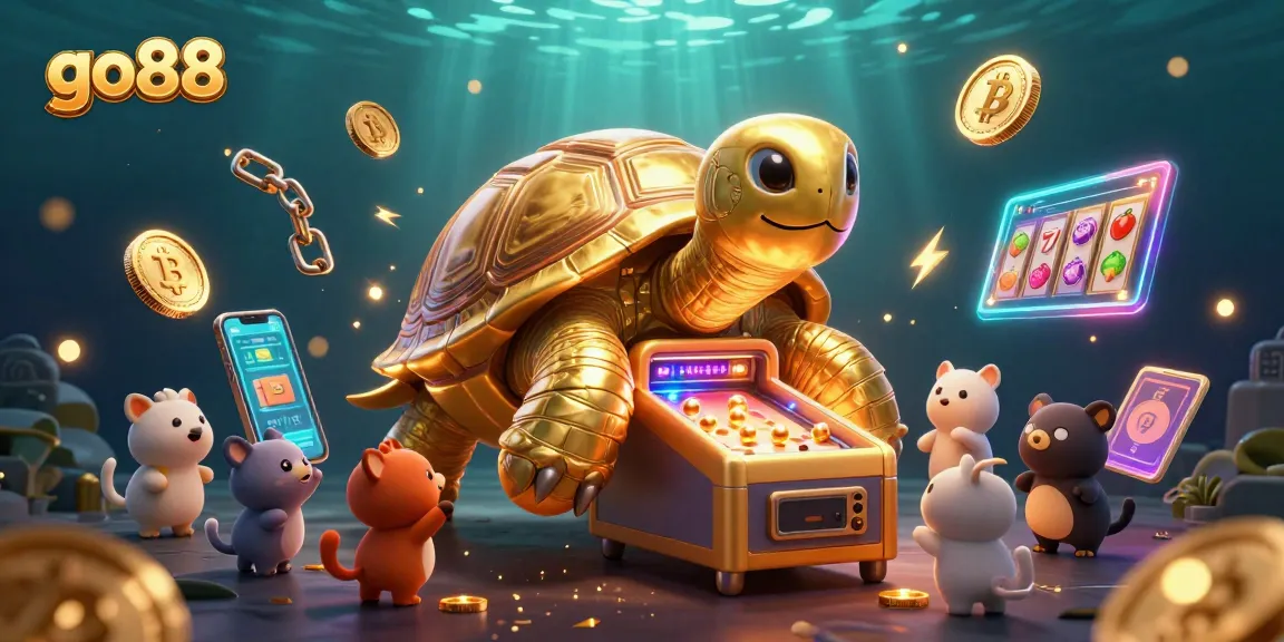 Engage with thrilling go88 gaming adventures amidst vibrant crypto elements and colorful slot games.