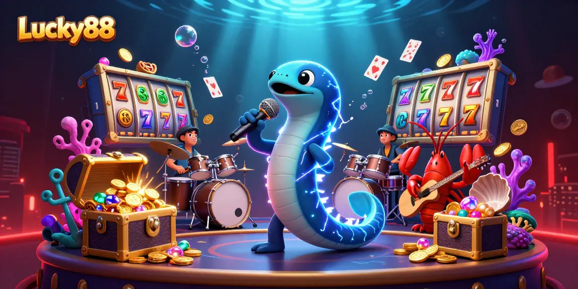 Experience the excitement of the Lucky88 slot game with vibrant underwater casino elements.