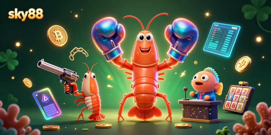 Engage with sky88's vibrant casino scene showcasing dynamic characters and crypto elements in action.