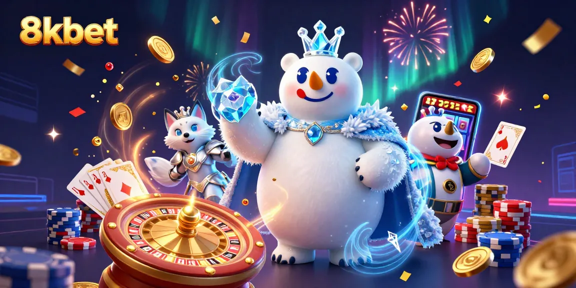 Win big with 8xbet in an ultra-detailed casino scene featuring dynamic game elements.