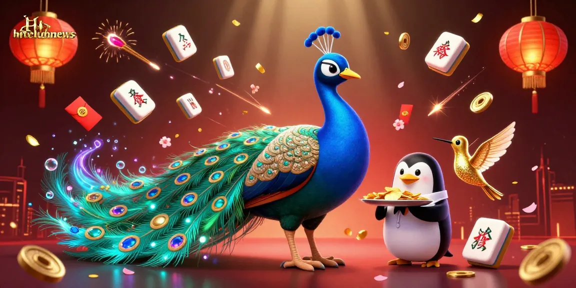 Hitclubnews showcases an exciting gameplay scene with a peacock and penguin enjoying dazzling casino elements.