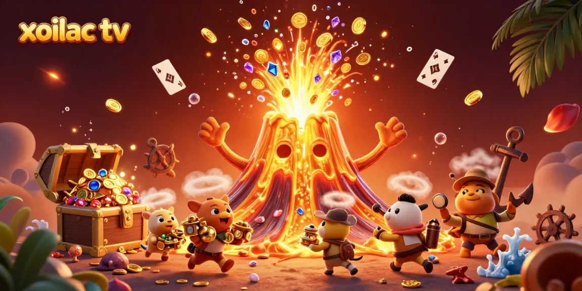 Experience excitement with xoilac tv's golden volcanic treasure eruption and dynamic gambling elements.