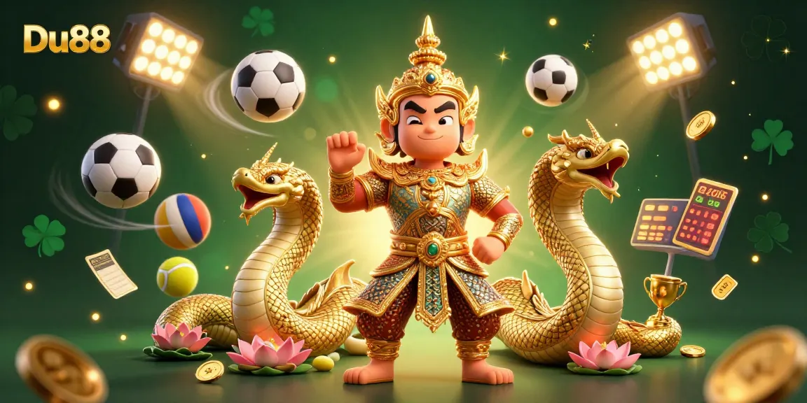 Experience thrilling action at Du88 with vibrant sports elements and engaging characters in a lively casino scene.