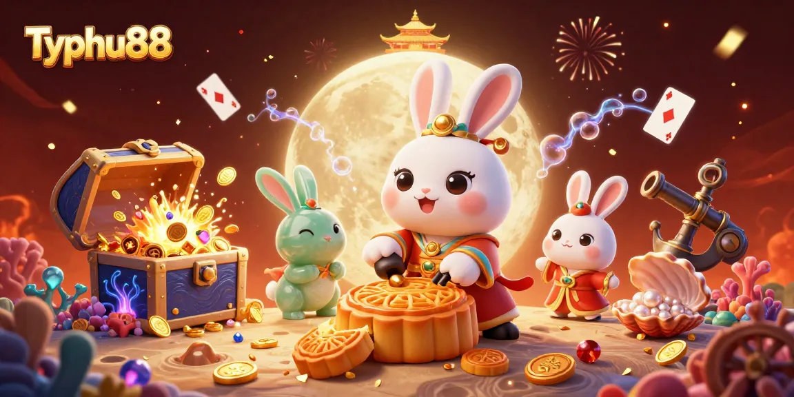 Experience winning at Typhu88 with a vibrant illustration of fun casino elements and festivities.