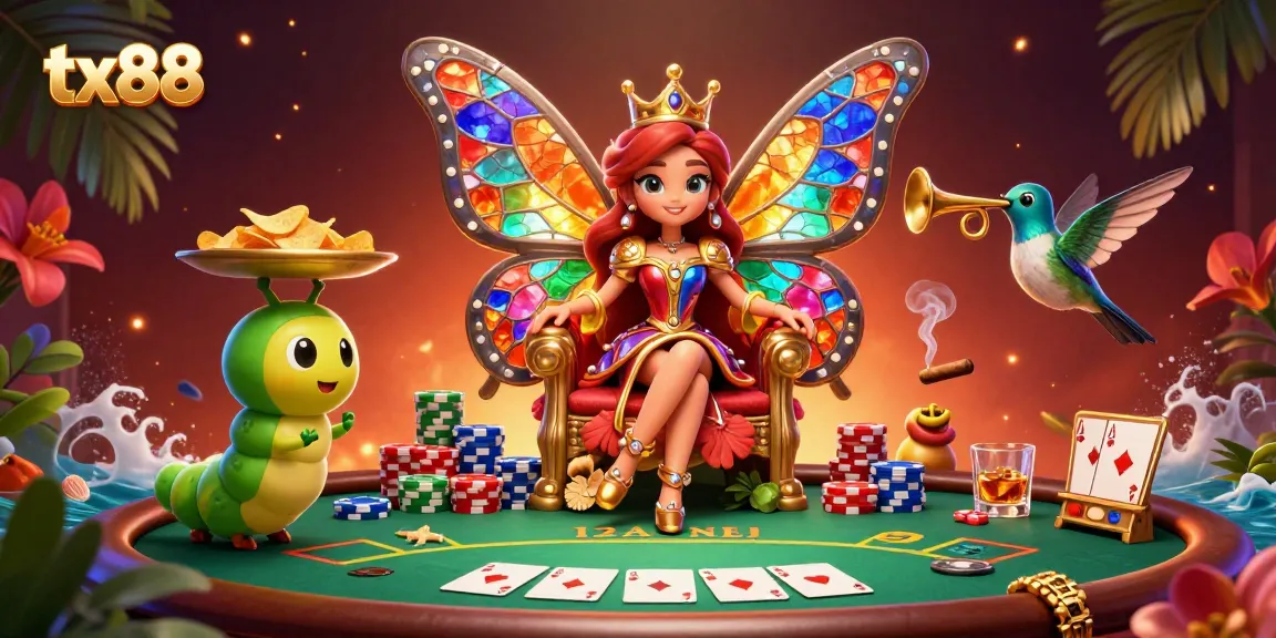 Experience thrilling poker action with tx88's captivating butterfly queen scene.