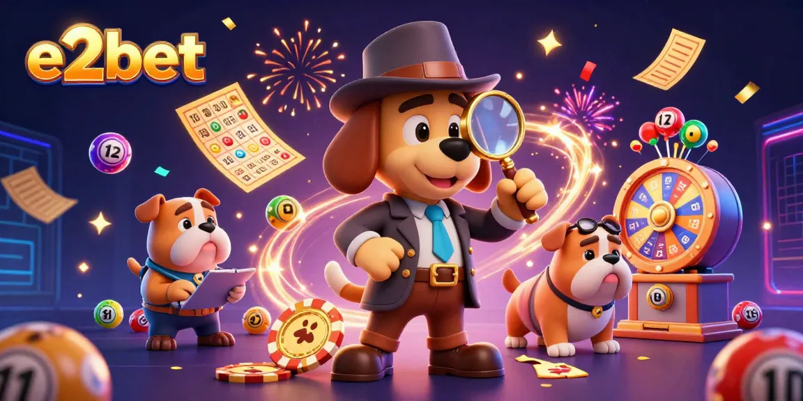 Experience the excitement of e2bet with a vibrant 3D scene featuring a detective uncovering golden poker chips.