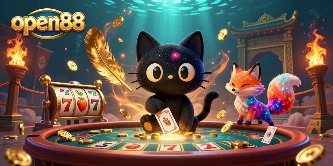 Join the action at open88's cosmic casino with vibrant characters and rich gaming elements.