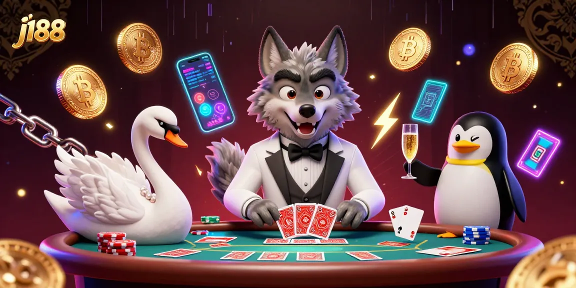 Experience thrilling j188 casino action with animated characters and vibrant poker elements.